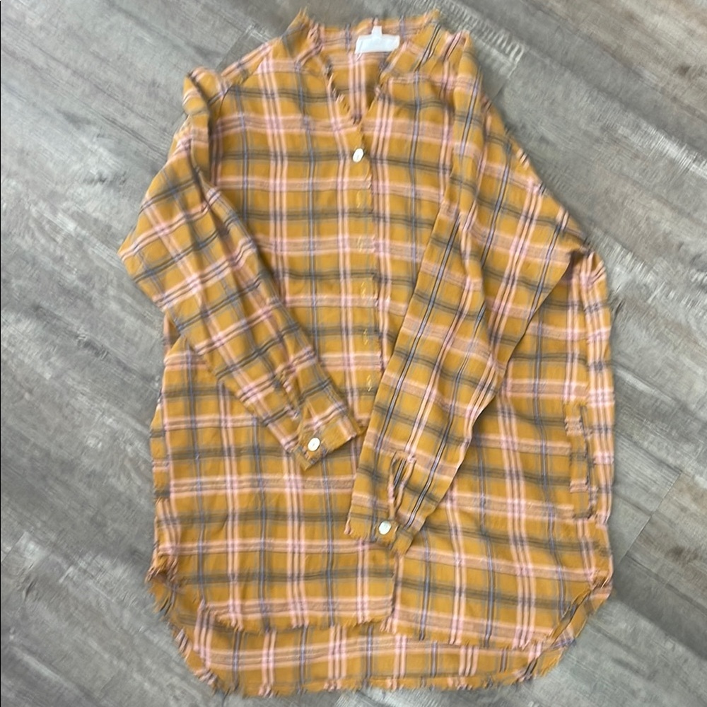 Lucca Couture Yellow Plaid Button Down Shirt
